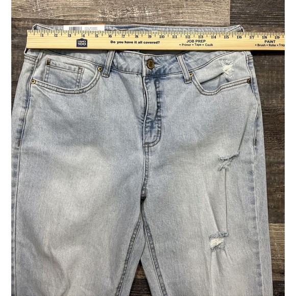 Women Seven 7 Weekend Slim Fit Jean Light Blue Straight Leg Distressed Sz 12 NWT - Picture 15 of 16